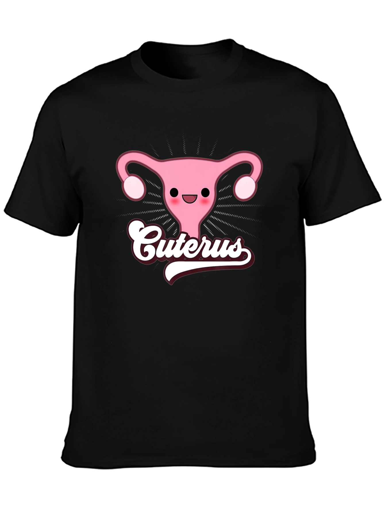 Cuterus Black Graphic Tee - Funny Uterus Shirt