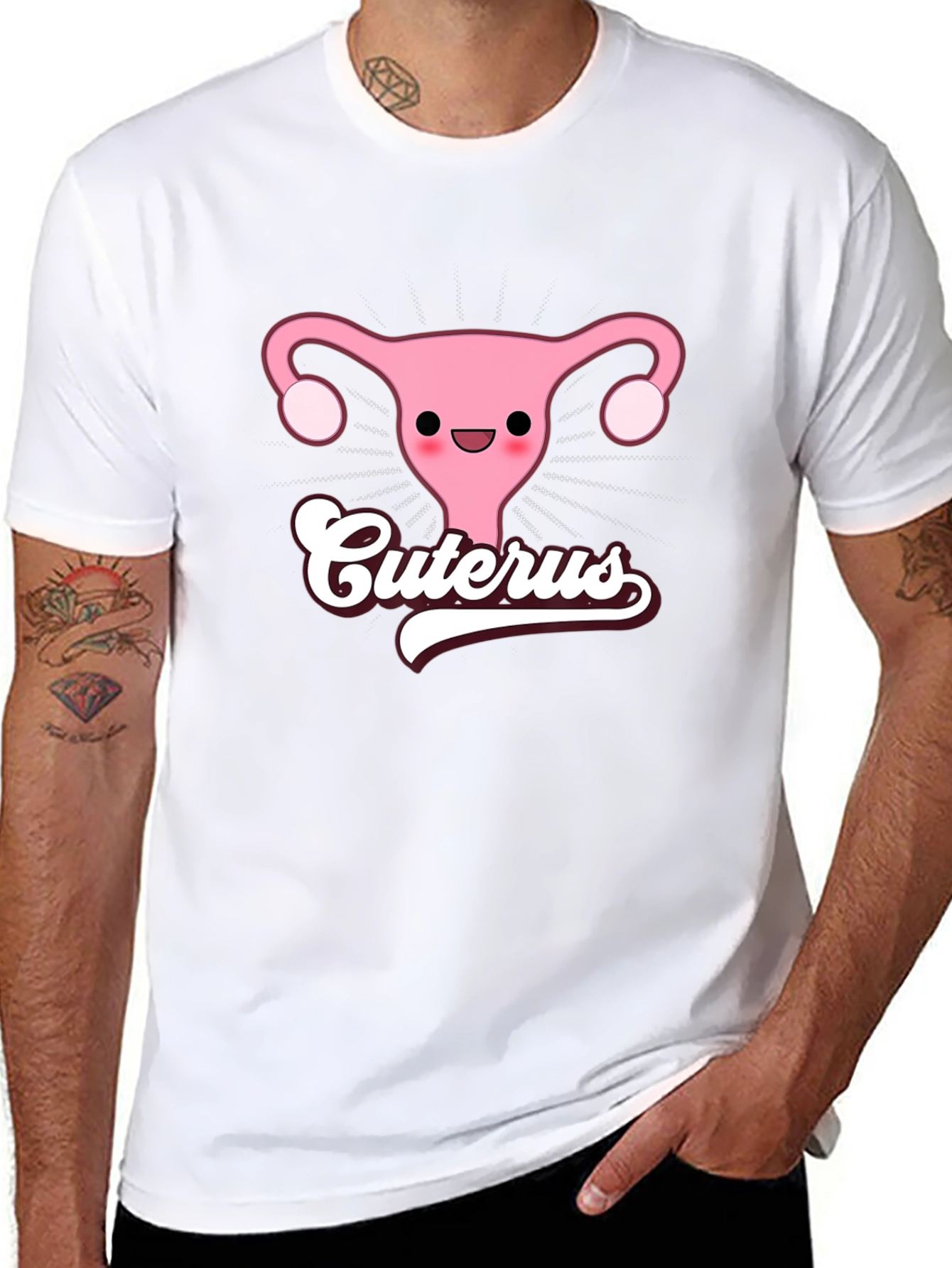 Cuterus Black Graphic Tee - Funny Uterus Shirt