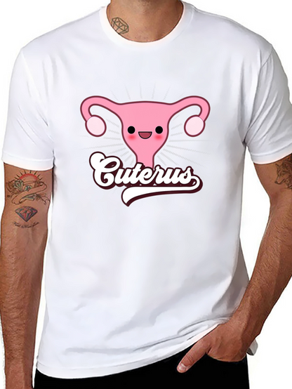 Cuterus Black Graphic Tee - Funny Uterus Shirt