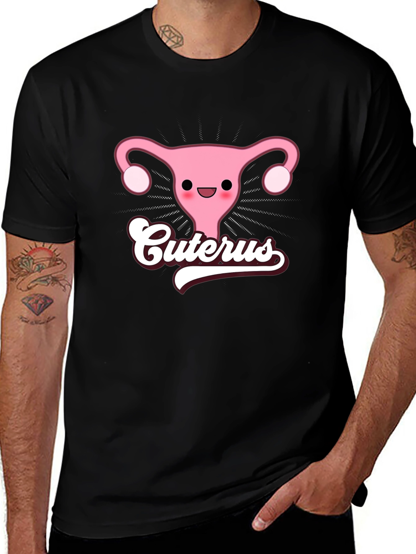 Cuterus Black Graphic Tee - Funny Uterus Shirt