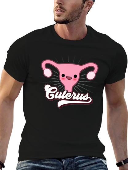 Cuterus Black Graphic Tee - Funny Uterus Shirt