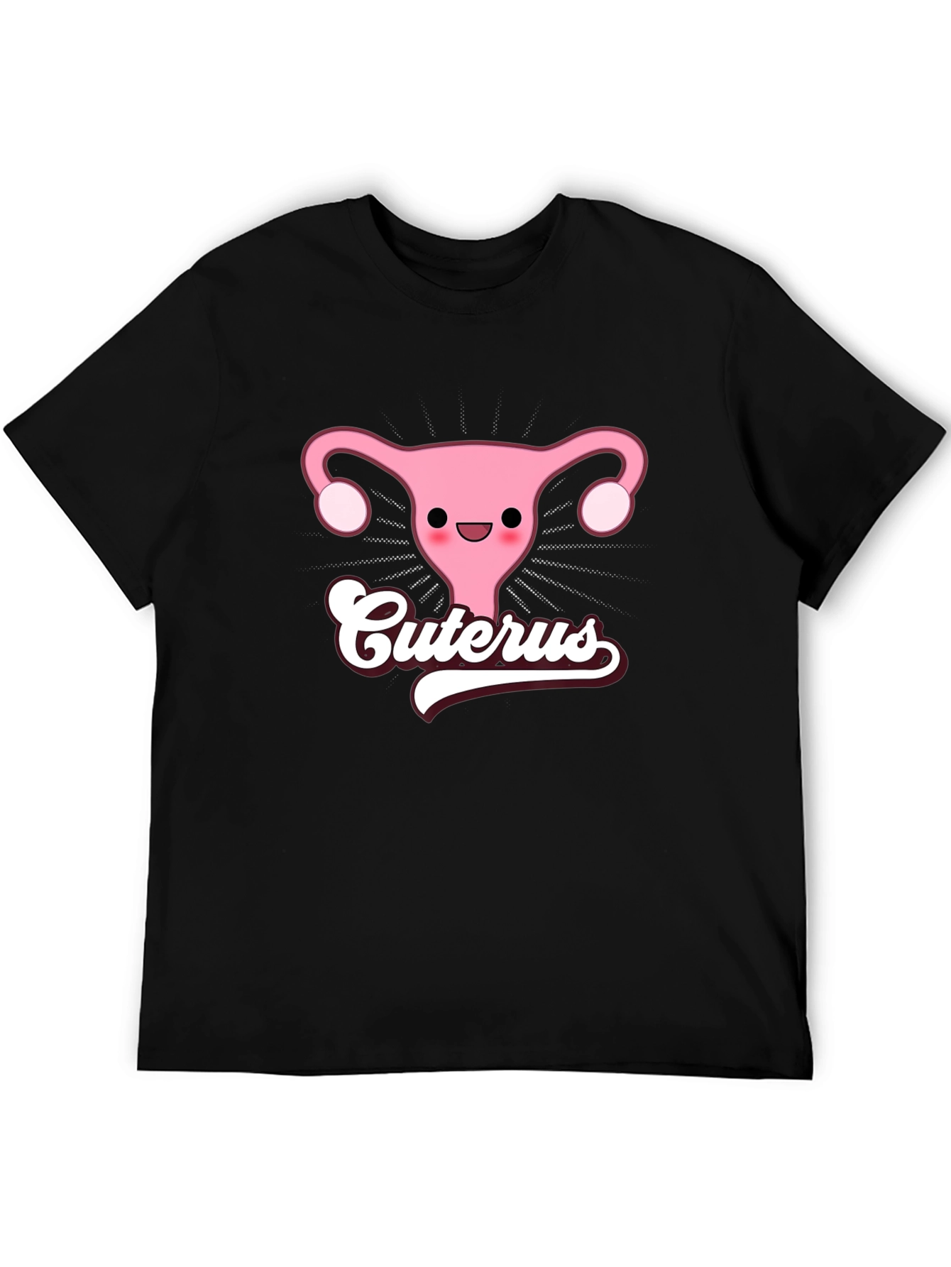 Cuterus Black Graphic Tee - Funny Uterus Shirt