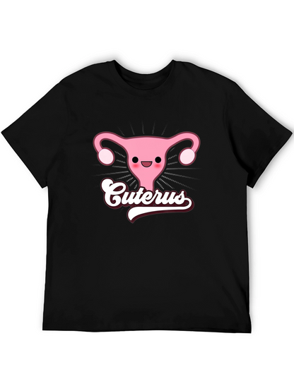 Cuterus Black Graphic Tee - Funny Uterus Shirt
