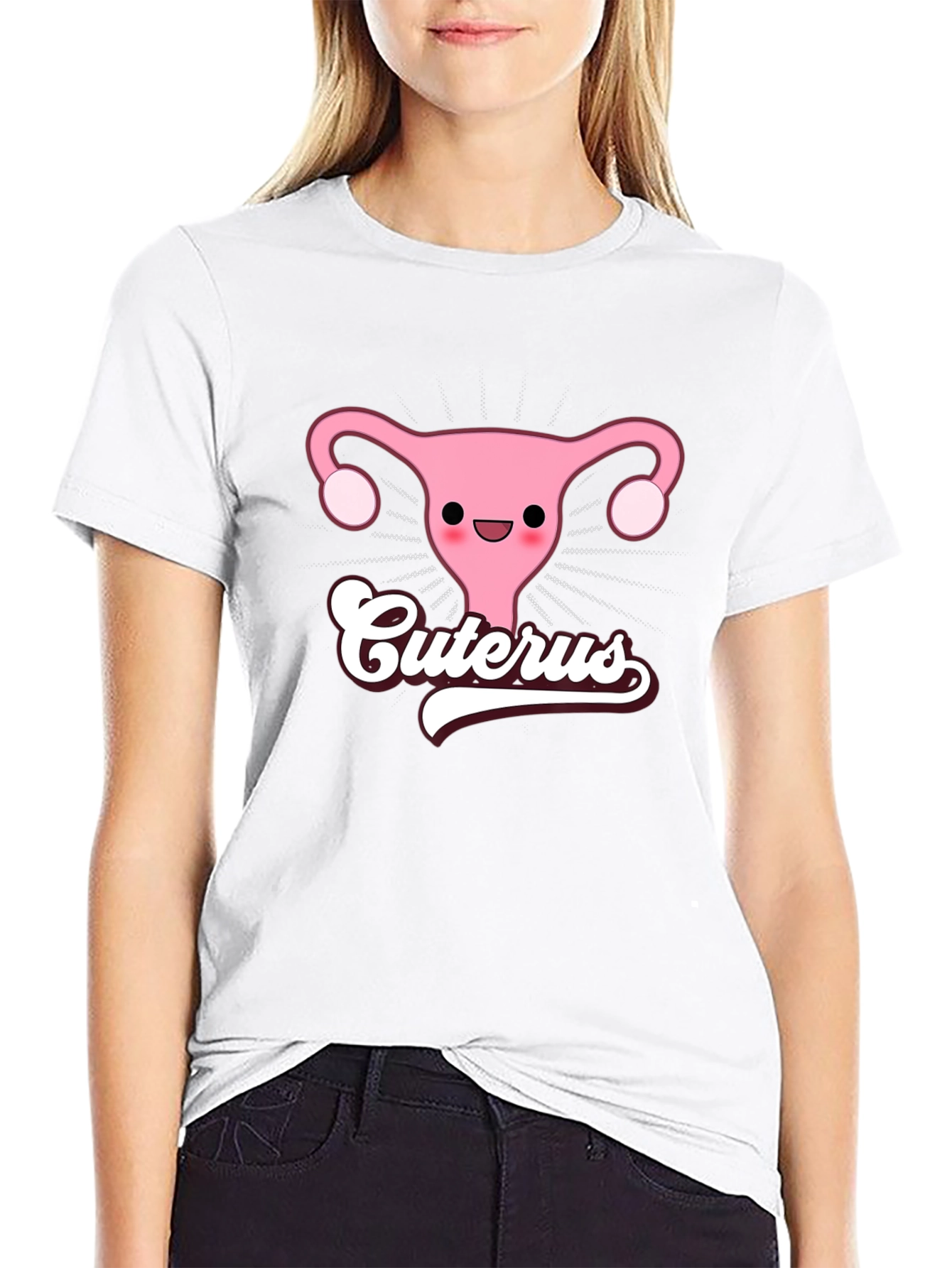 Cuterus Black Graphic Tee - Funny Uterus Shirt