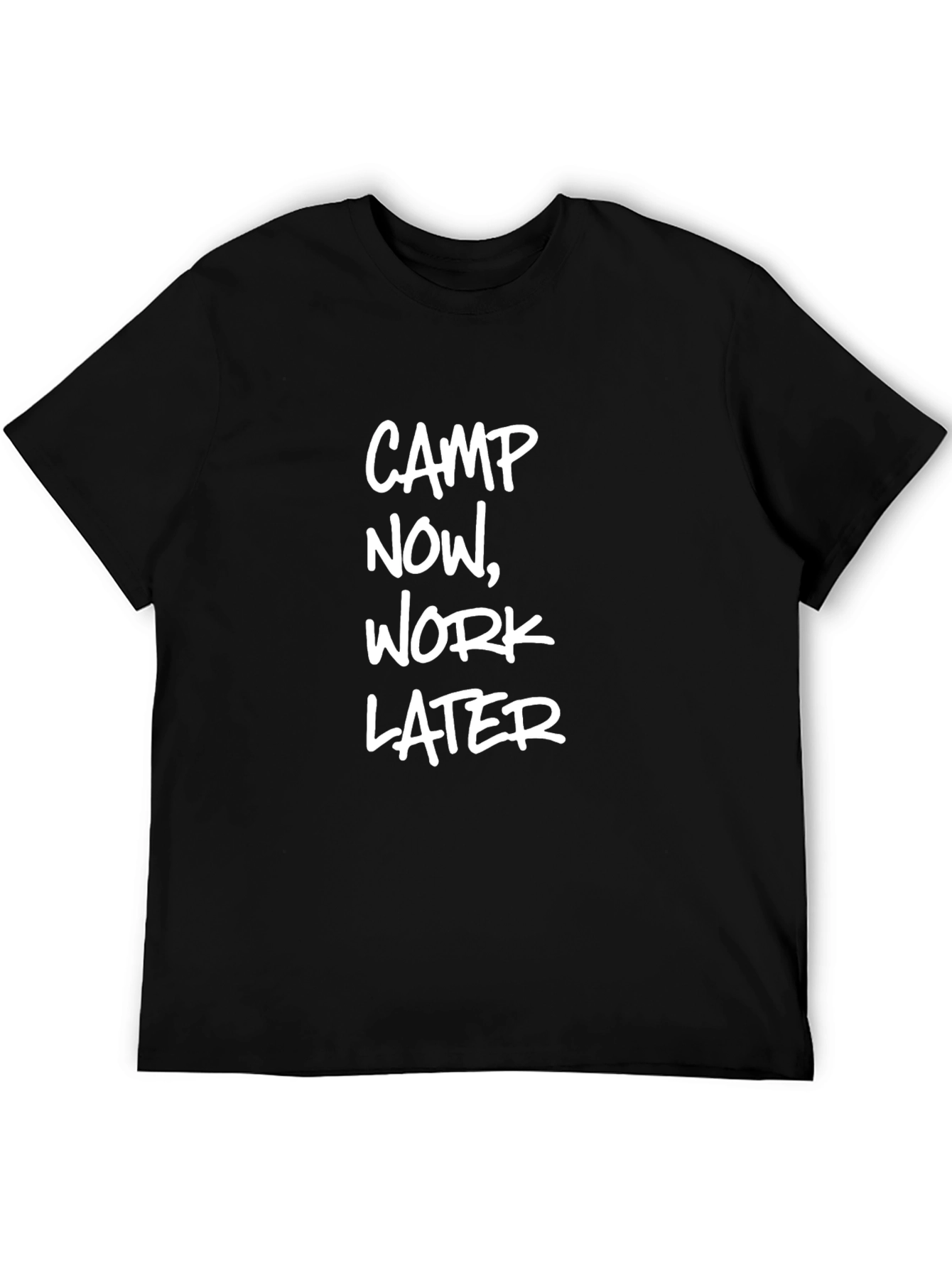 Camp Now Work Later Black Graphic T-Shirt