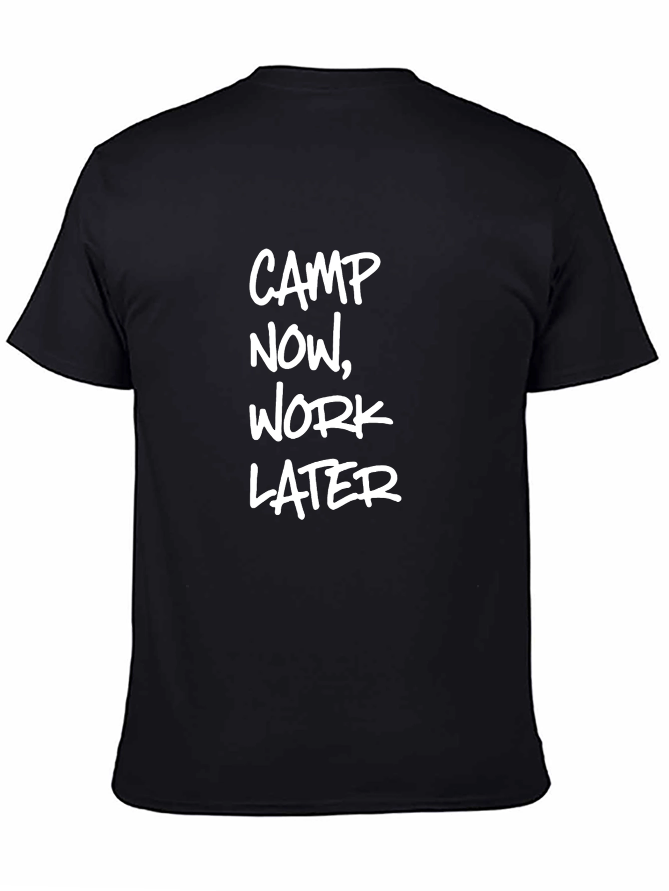 Camp Now Work Later Black Graphic T-Shirt
