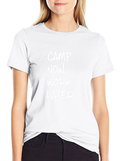 Camp Now Work Later Black Graphic T-Shirt