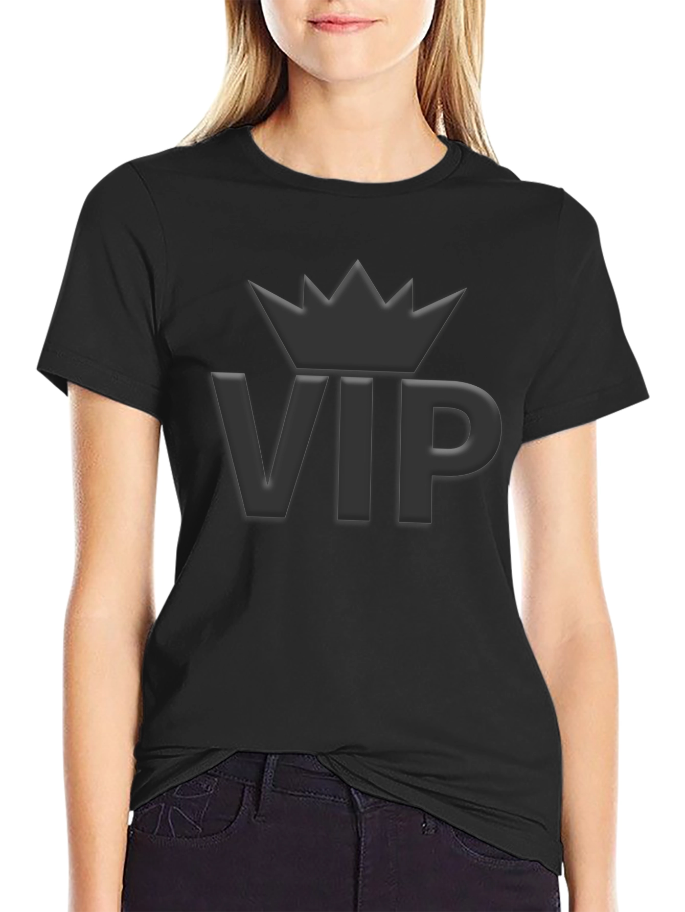VIP Crown Graphic Tee - Premium Black Cotton Shirt