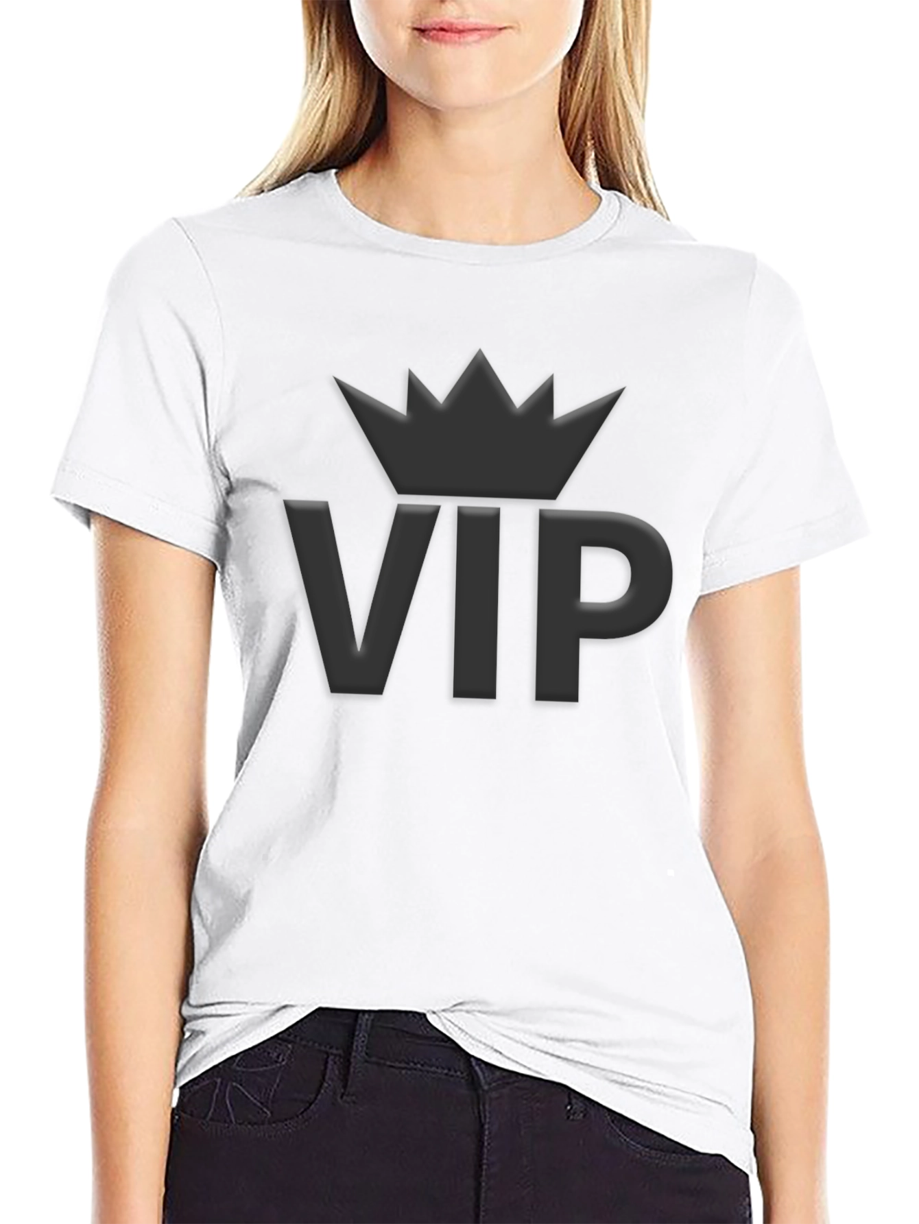 VIP Crown Graphic Tee - Premium Black Cotton Shirt