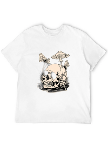 Skull and Mushroom Graphic Tee - Black