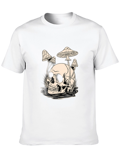 Skull and Mushroom Graphic Tee - Black