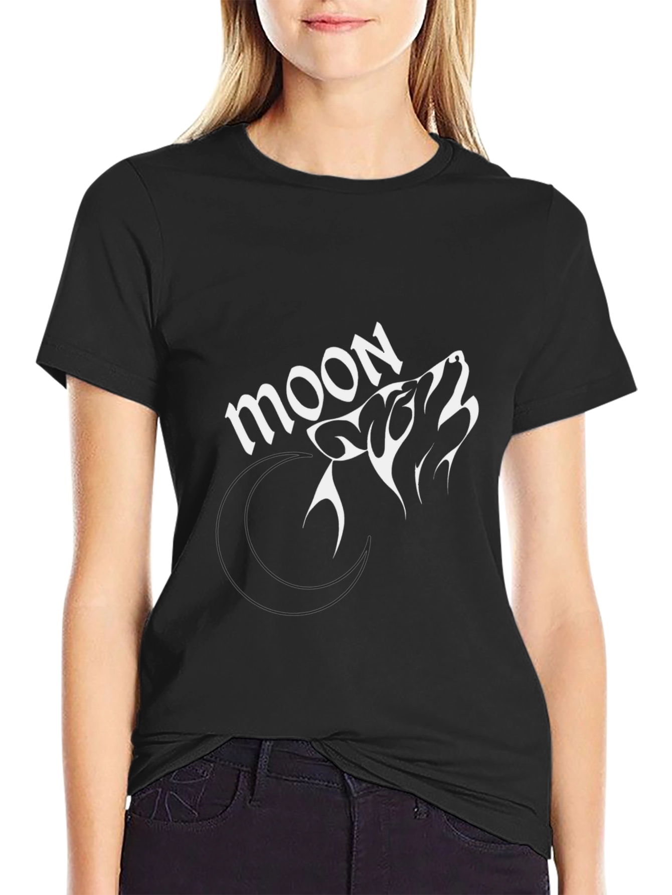 Moon Wolf Graphic Tee - Stylish Black T-Shirt