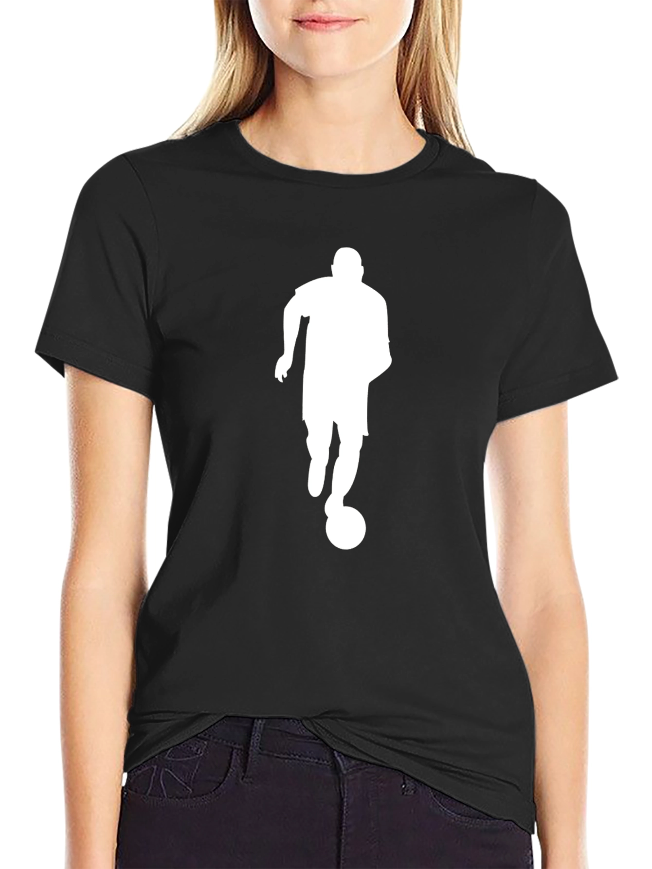 Soccer Player Silhouette Black T-Shirt