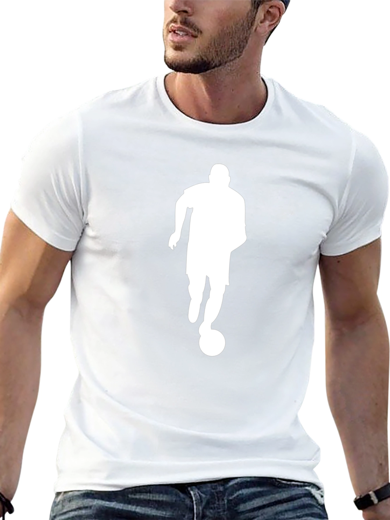 Soccer Player Silhouette Black T-Shirt