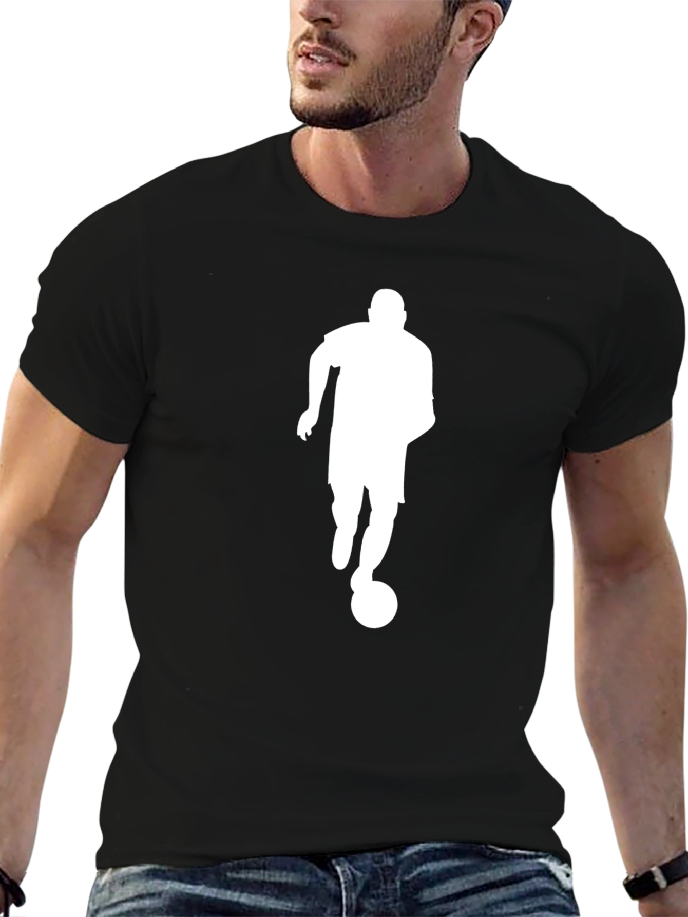 Soccer Player Silhouette Black T-Shirt