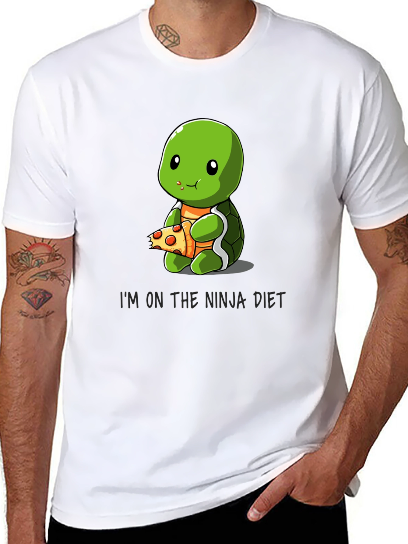 Ninja Diet Turtle Eating Pizza T-Shirt