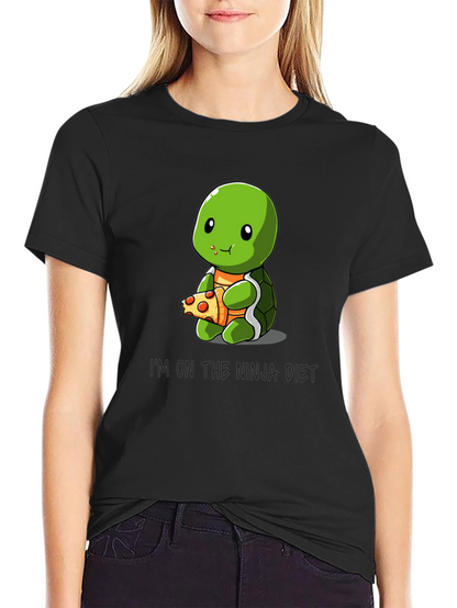 Ninja Diet Turtle Eating Pizza T-Shirt