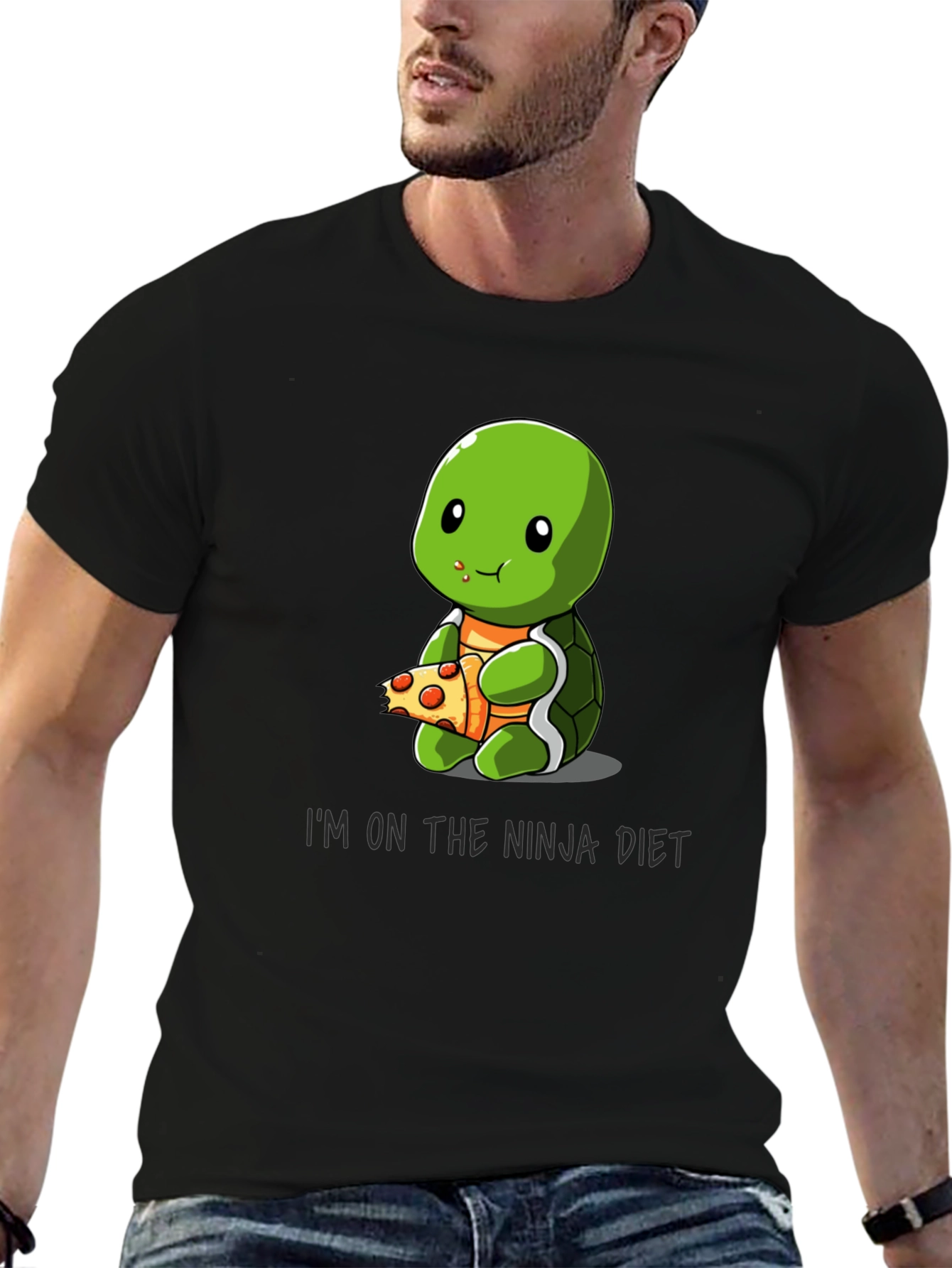 Ninja Diet Turtle Eating Pizza T-Shirt
