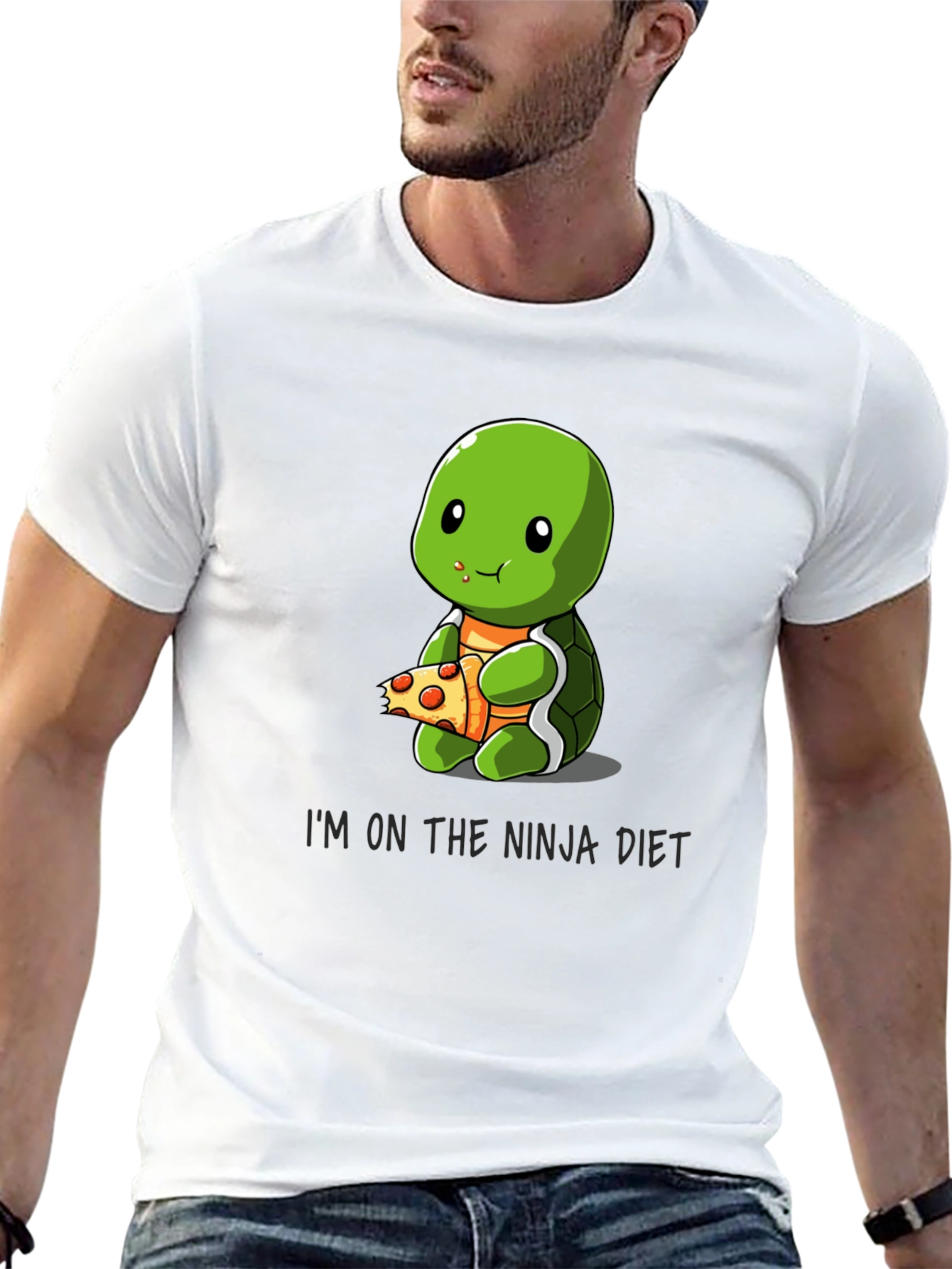 Ninja Diet Turtle Eating Pizza T-Shirt