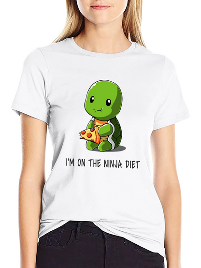 Ninja Diet Turtle Eating Pizza T-Shirt