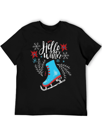 Hello Winter Ice Skate Graphic T-Shirt