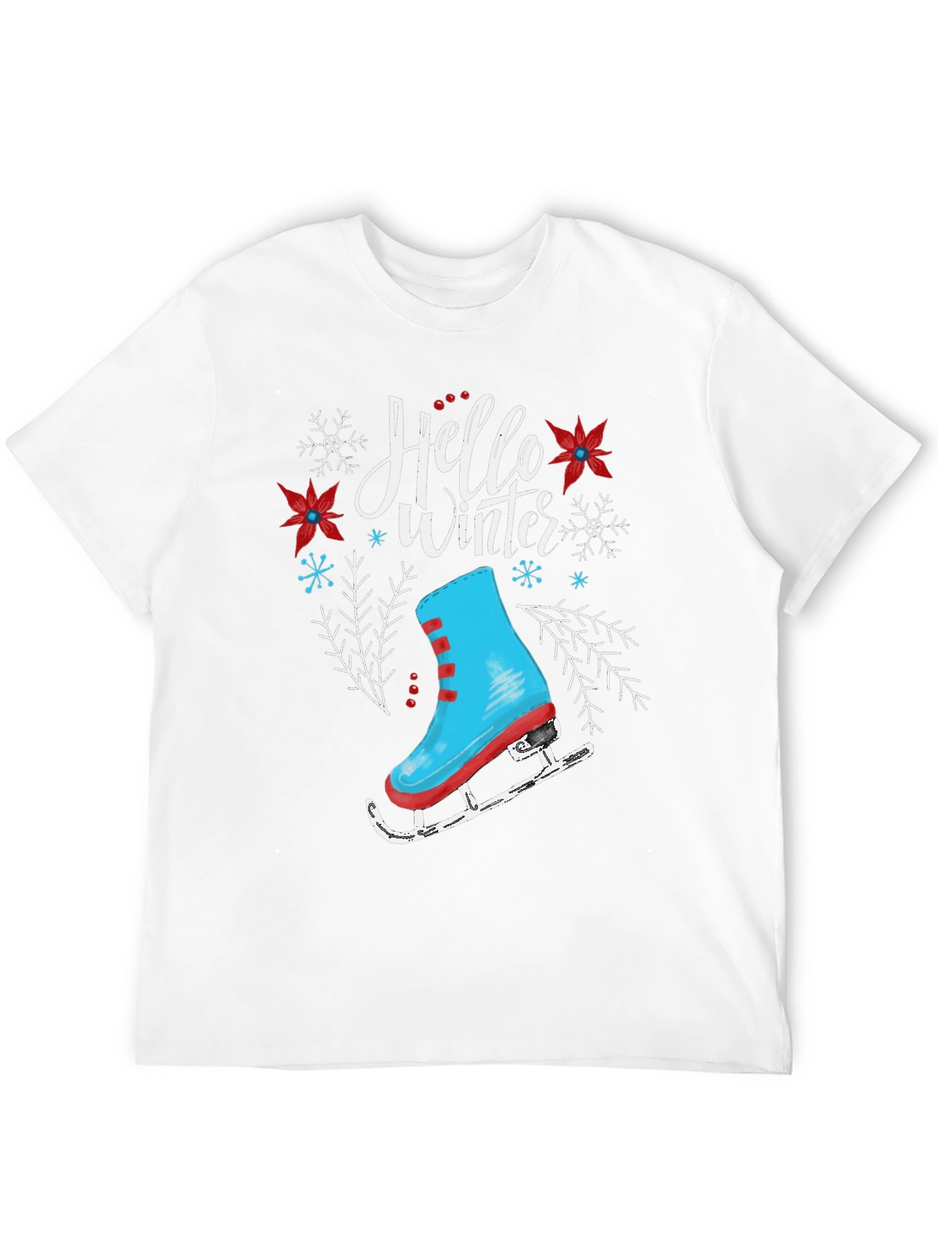 Hello Winter Ice Skate Graphic T-Shirt