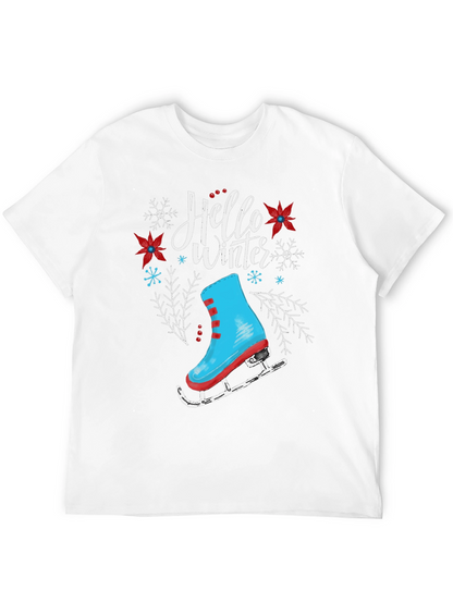 Hello Winter Ice Skate Graphic T-Shirt