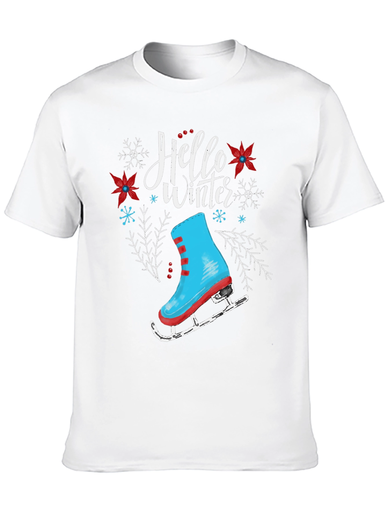Hello Winter Ice Skate Graphic T-Shirt