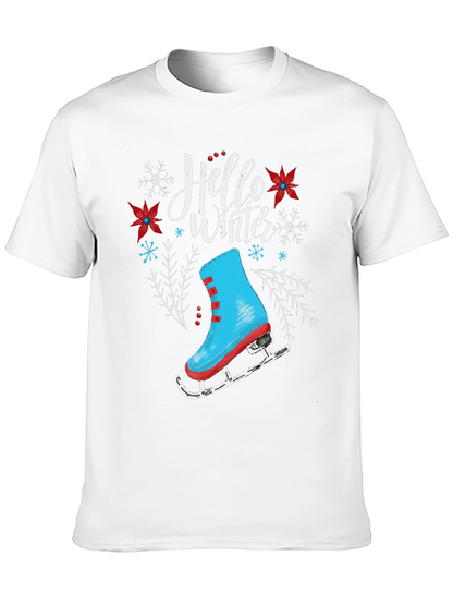 Hello Winter Ice Skate Graphic T-Shirt