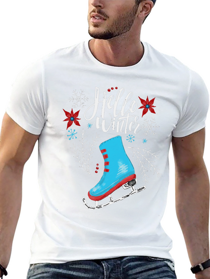 Hello Winter Ice Skate Graphic T-Shirt
