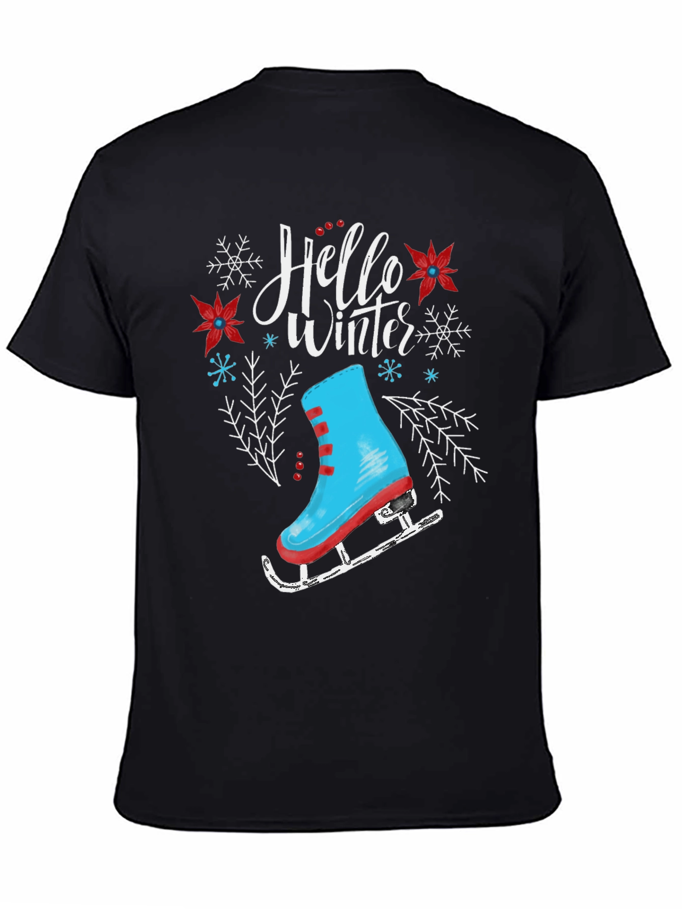 Hello Winter Ice Skate Graphic T-Shirt