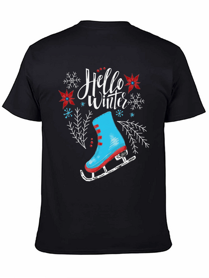 Hello Winter Ice Skate Graphic T-Shirt