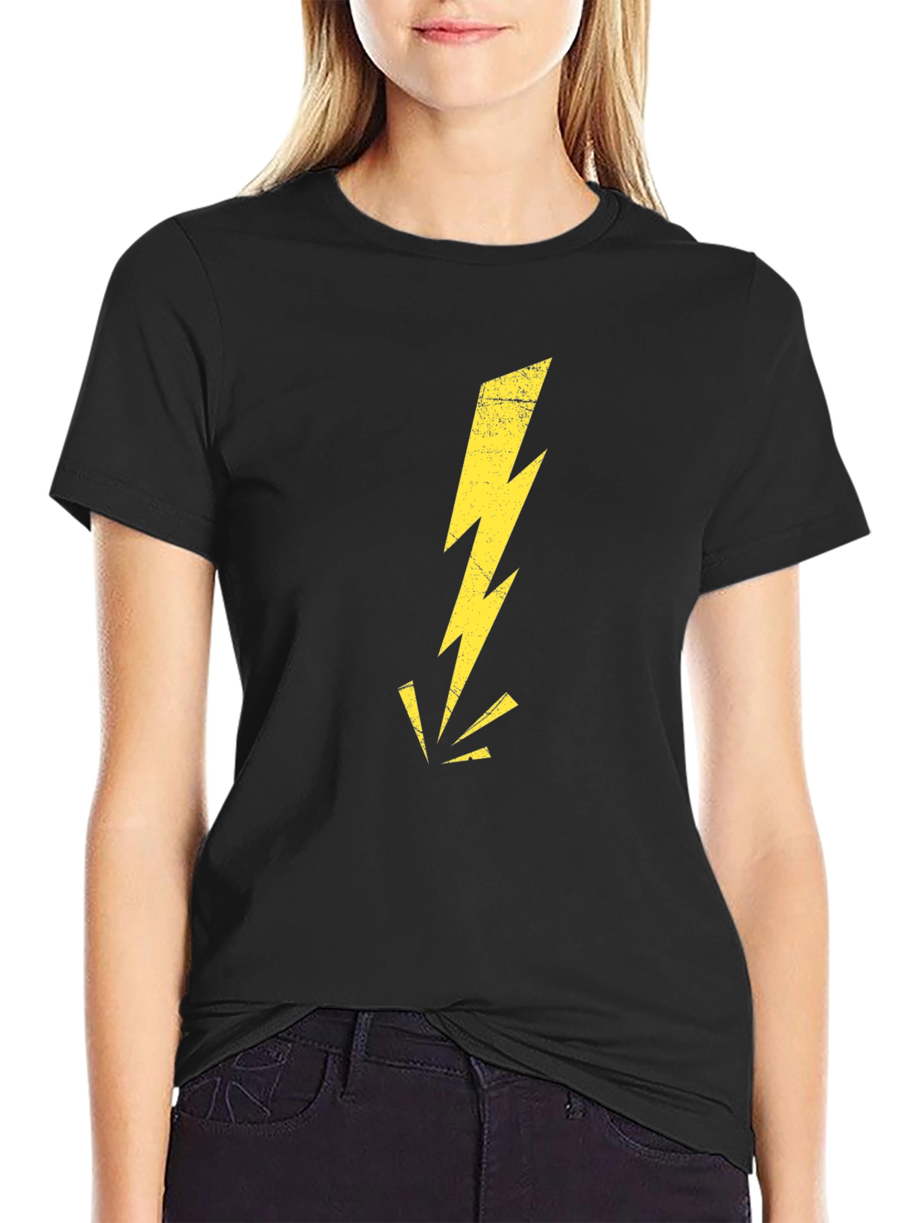 Black T-Shirt with Lightning Bolt Graphic