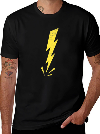 Black T-Shirt with Lightning Bolt Graphic