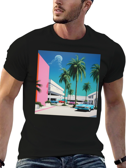 Miami Vice Style T-Shirt Retro Palm Beach