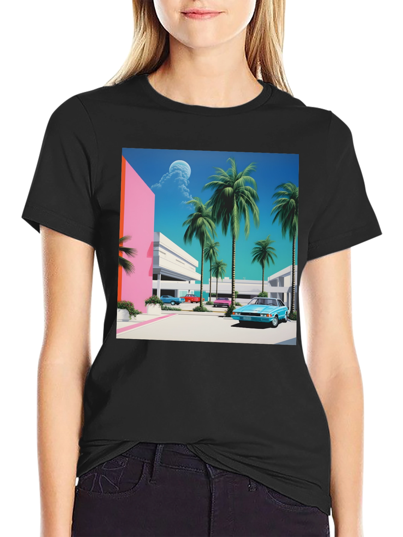 Miami Vice Style T-Shirt Retro Palm Beach