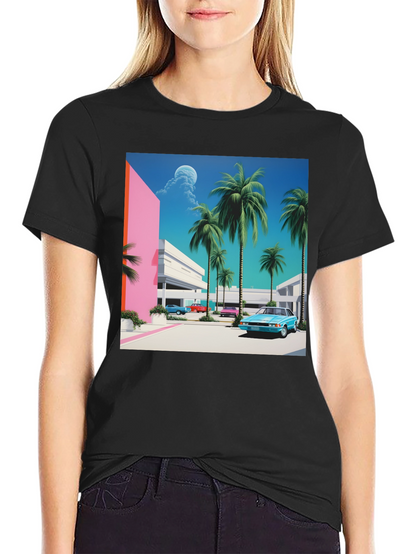 Miami Vice Style T-Shirt Retro Palm Beach