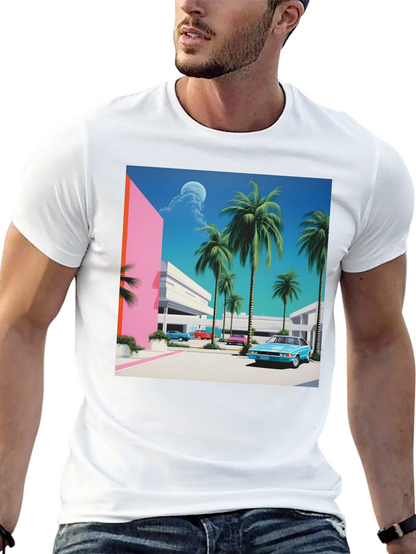 Miami Vice Style T-Shirt Retro Palm Beach