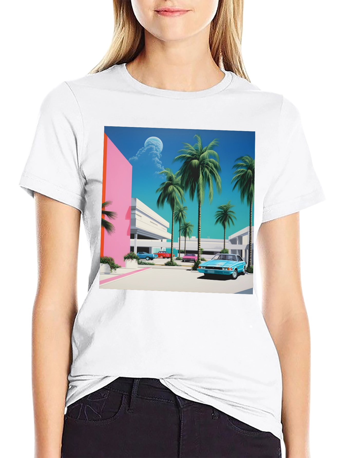 Miami Vice Style T-Shirt Retro Palm Beach