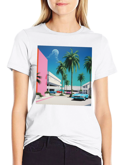 Miami Vice Style T-Shirt Retro Palm Beach