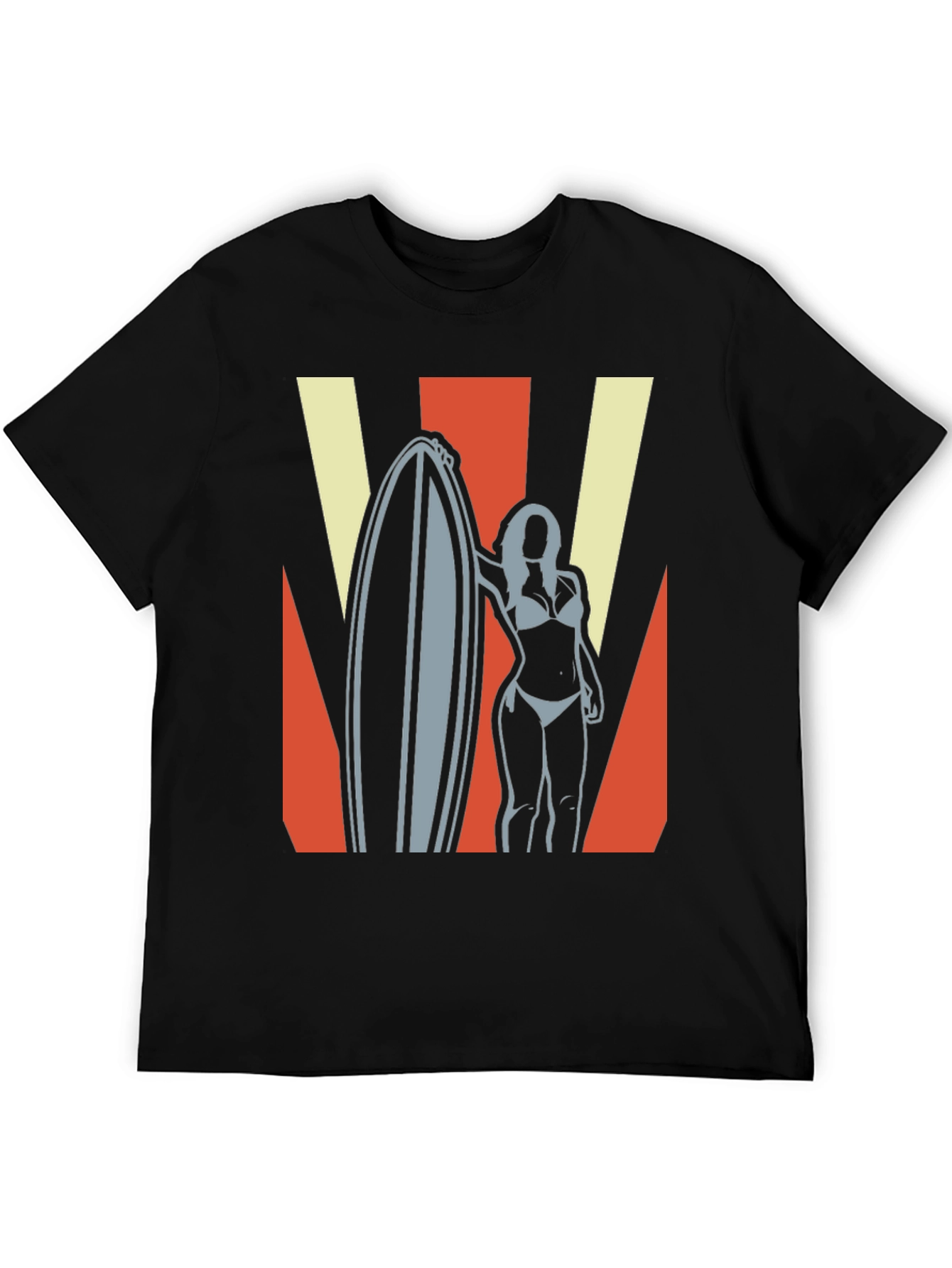 Retro Surfer Girl Graphic Tee - Black