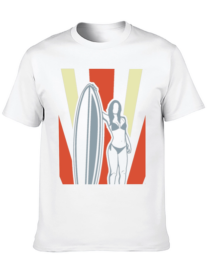 Retro Surfer Girl Graphic Tee - Black