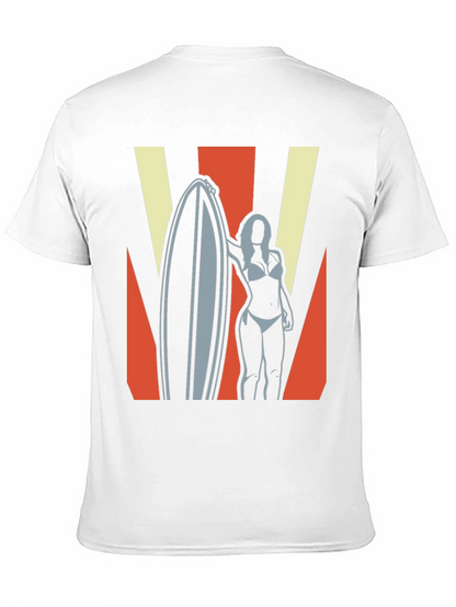 Retro Surfer Girl Graphic Tee - Black