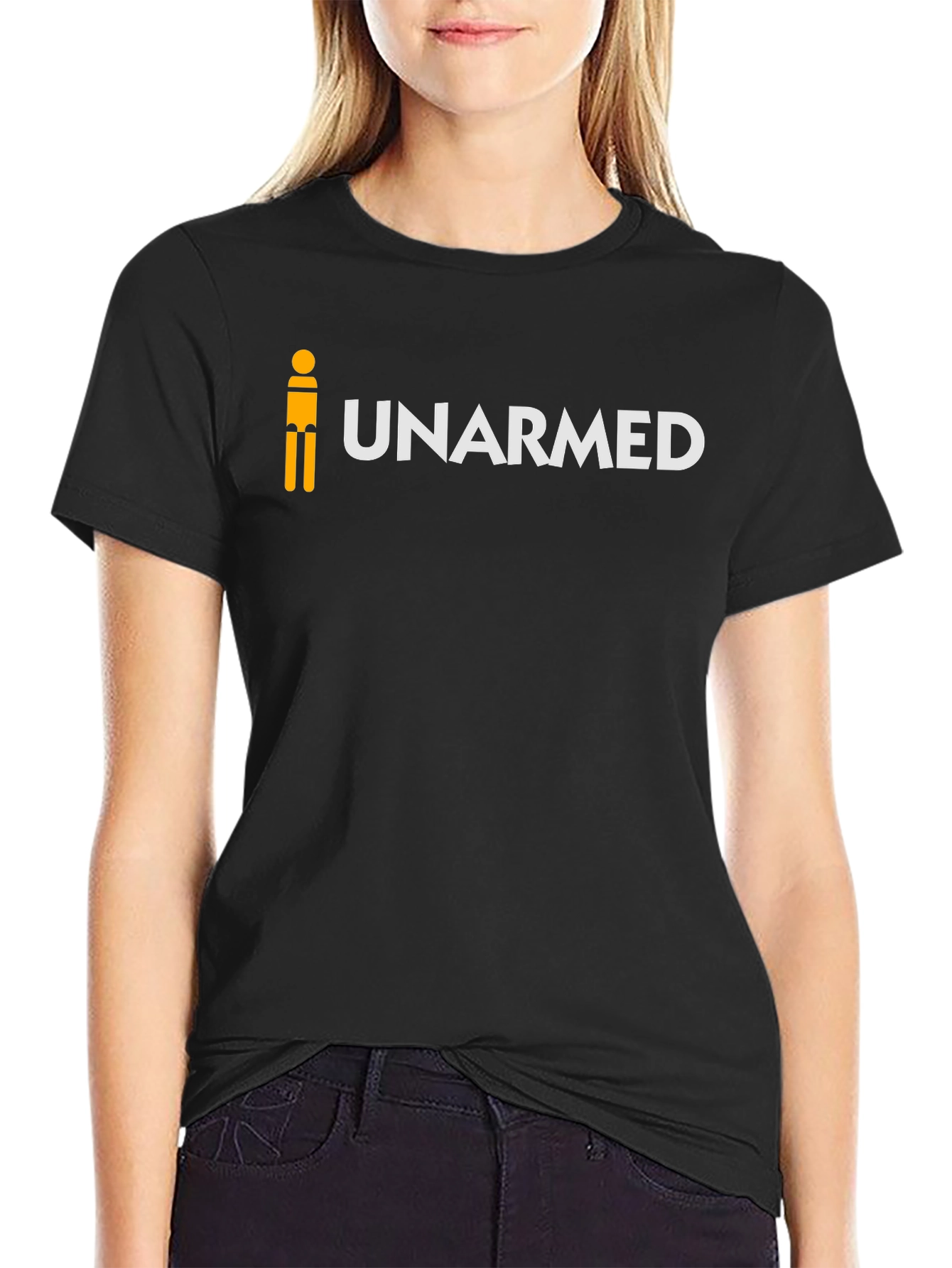 Unarmed Funny Humor Graphic Novelty Mens Black T-Shirt