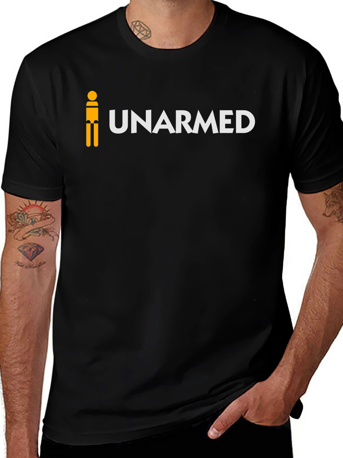 Unarmed Funny Humor Graphic Novelty Mens Black T-Shirt