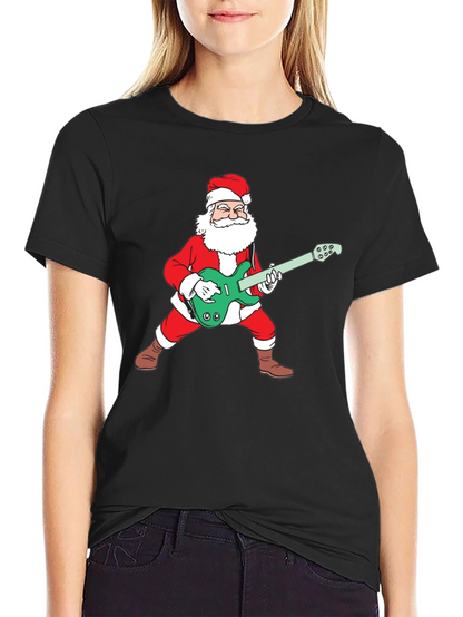 Santa Playing Guitar Graphic Tee