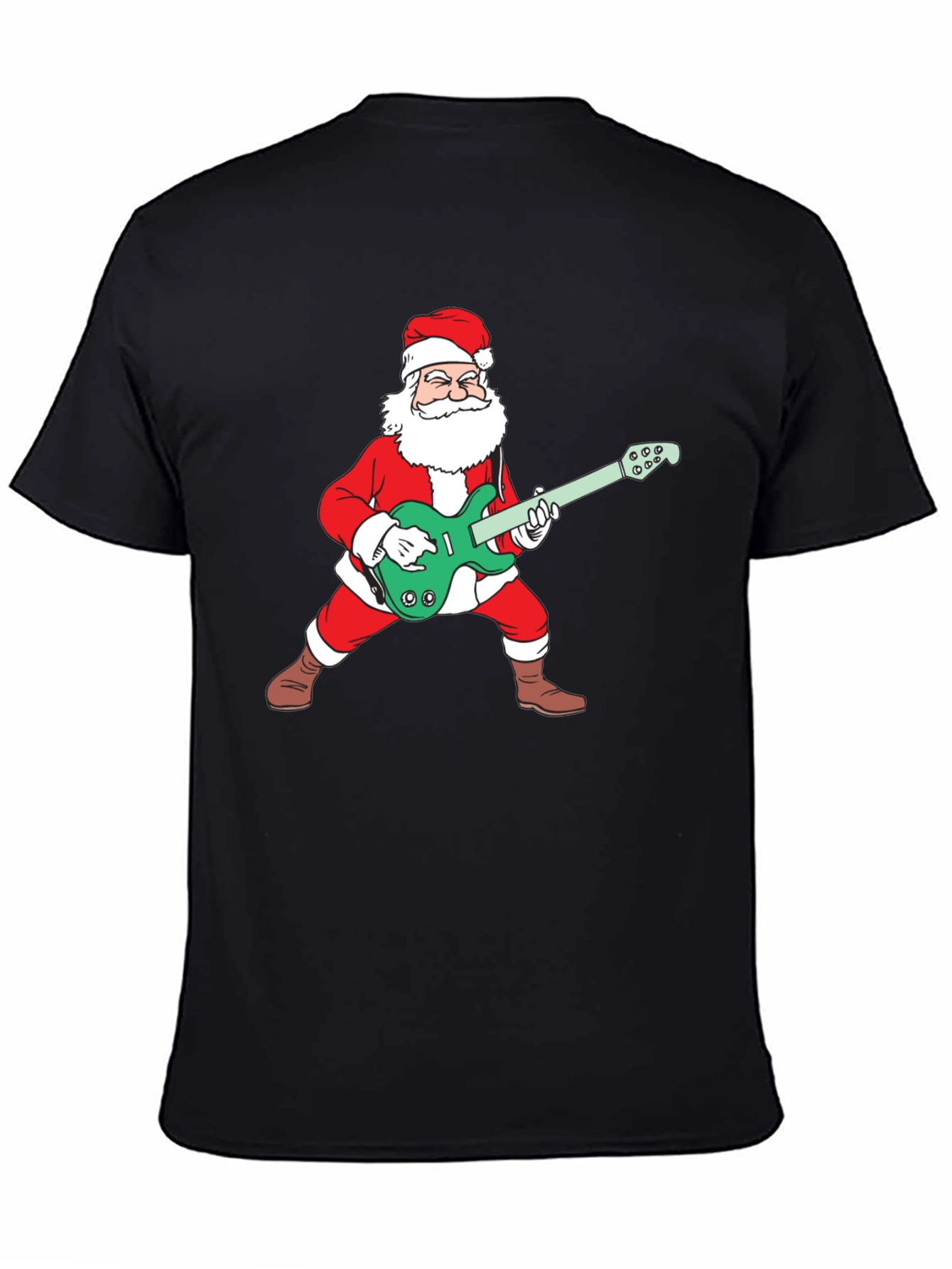 Santa Playing Guitar Graphic Tee