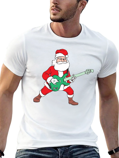 Santa Playing Guitar Graphic Tee