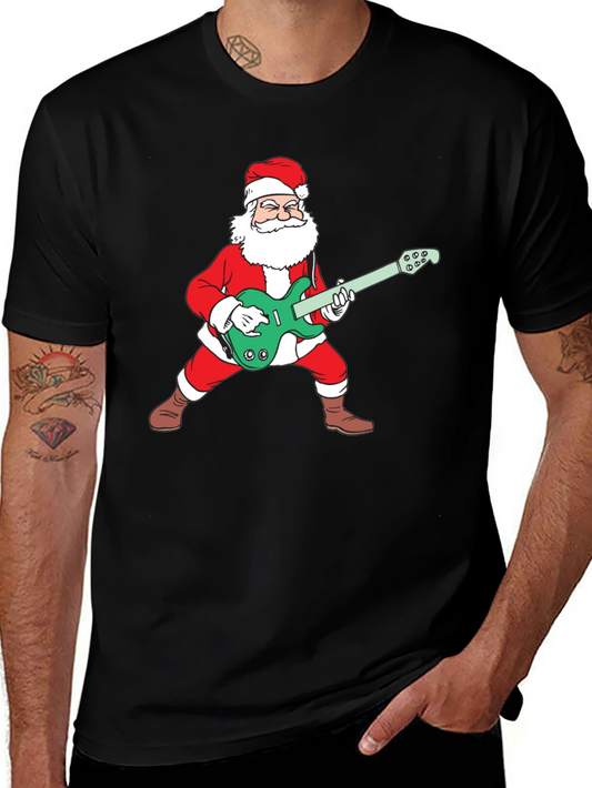 Santa Playing Guitar Graphic Tee