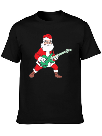 Santa Playing Guitar Graphic Tee